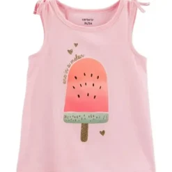 Shop All|Carters - Baby Girl Watermelon Popsicle Tulip Tee, Pink - cutbabycare.com | baby boutique & care hub