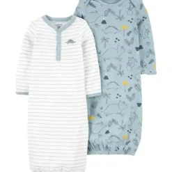 Shop All|Carter's - 2-Pack Baby Sleeper Gowns- Dino White/Blue - cutbabycare.com | baby boutique & care hub