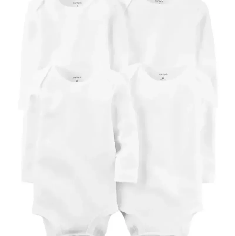 Shop All|Carter's 4-Pk Long Sleeve Baby Bodysuits White - cutbabycare.com | baby boutique & care hub