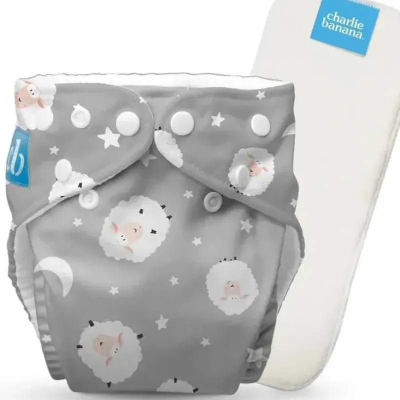 Shop All|Charlie Banana - Reusable Washable Cloth Diaper, Adjustable One Size, Sweet Dreams On Grey - cutbabycare.com | baby boutique & care hub