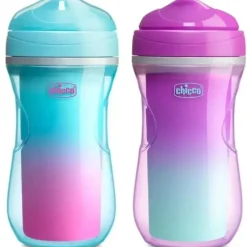 Shop All|Chicco - 2Pk Insulated Rim Spout Trainer Sippy Cup 9Oz. Pink/Teal/Purple Ombre - cutbabycare.com | baby boutique & care hub