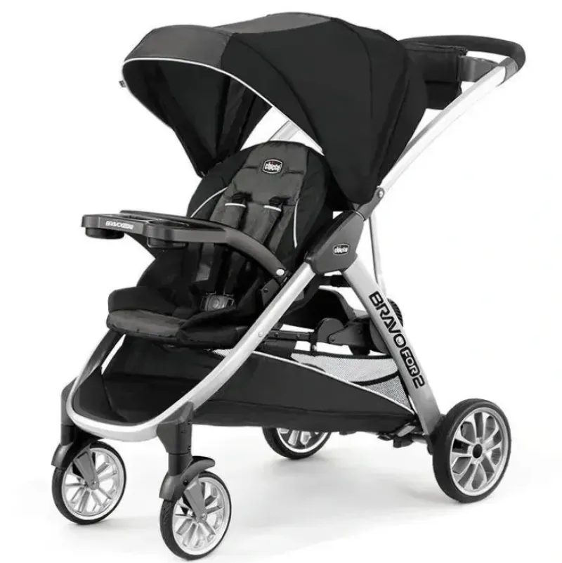 Stroller|Chicco BravoFor2 Standing/Sitting Double Stroller, Iron - cutbabycare.com | baby boutique & care hub