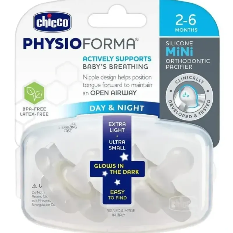 Shop All|Chicco PhysioForma Glow in the Dark Mini Orthodontic Pacifier - 2-6m 2pk - cutbabycare.com | baby boutique & care hub