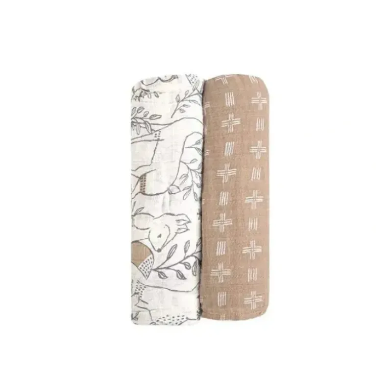 Shop All|Crane - 2Pk Baby Soft Muslin Swaddle, Woodland Animal - cutbabycare.com | baby boutique & care hub