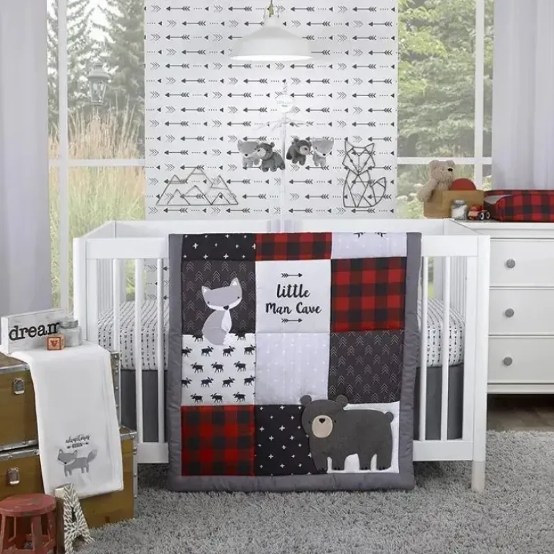 Shop All|Crown Crafts - Little Love By Nojo Little Man Cave 3 Piece Crib Bedding Set - cutbabycare.com | baby boutique & care hub
