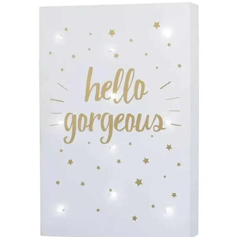 Shop All|Crown Crafts - Little Love By Nojo Wall Art Light Up, Hello Gorgeous - cutbabycare.com | baby boutique & care hub