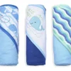 Bath Potty|Cudlie - 3Pk Rolled/Carded Hooded Towel, Big Guy Whale - cutbabycare.com | baby boutique & care hub