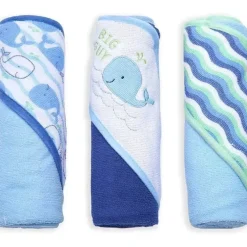 Bath Potty|Cudlie - 3Pk Rolled/Carded Hooded Towel, Big Guy Whale - cutbabycare.com | baby boutique & care hub