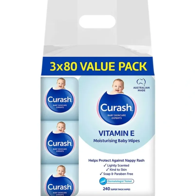 Shop All|Curash Baby Wipes Original Vitamin E 3 x 80 - cutbabycare.com | baby boutique & care hub