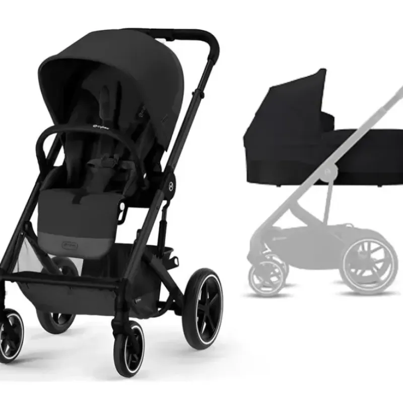Stroller|Cybex - Balios S Lux Full Size Stroller + Cot S Bassinet Bundle, All Black - cutbabycare.com | baby boutique & care hub
