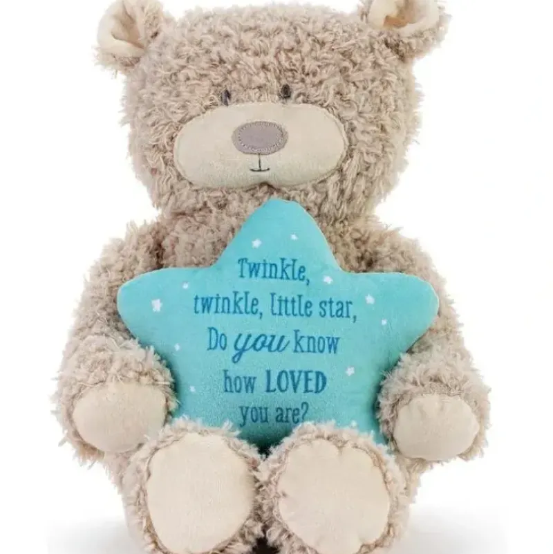 Shop All|DEMDACO - Twinkle Twinkle Tan and Blue, Musical Lullaby Stuffed Plush Animal Bear - cutbabycare.com | baby boutique & care hub