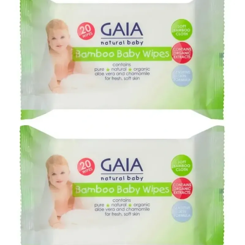 Shop All|Gaia 40PK Natural/Pure/Organic Bamboo Baby/Kid Wipes Lightly Scent/Travel Pack - cutbabycare.com | baby boutique & care hub
