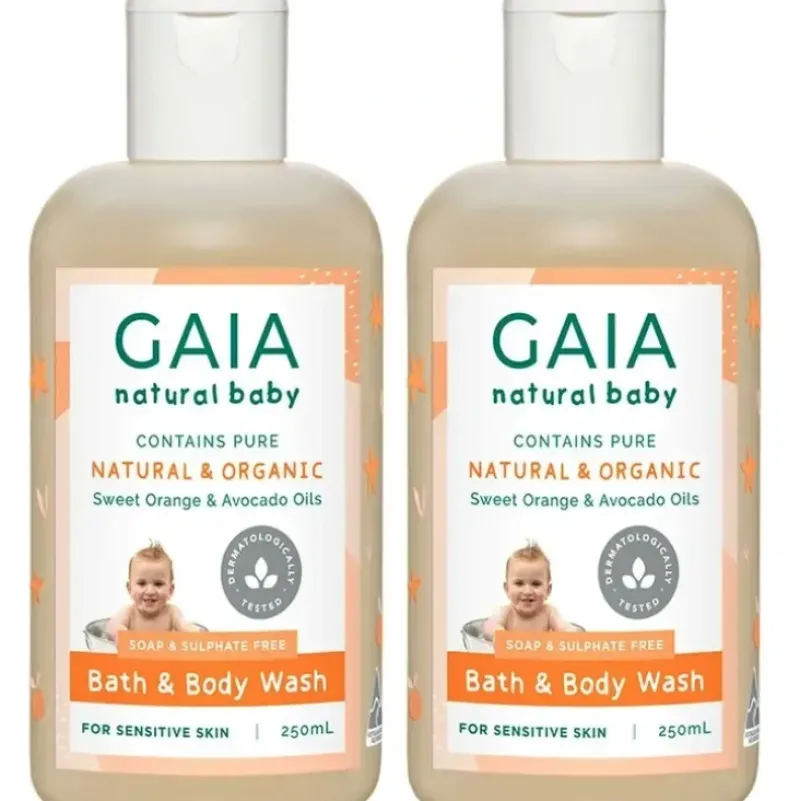 Bath Potty|Gaia 2x250ml Pure/Organic Bath & Body Wash for Baby/Kids/Toddlers Vegan Friendly - cutbabycare.com | baby boutique & care hub