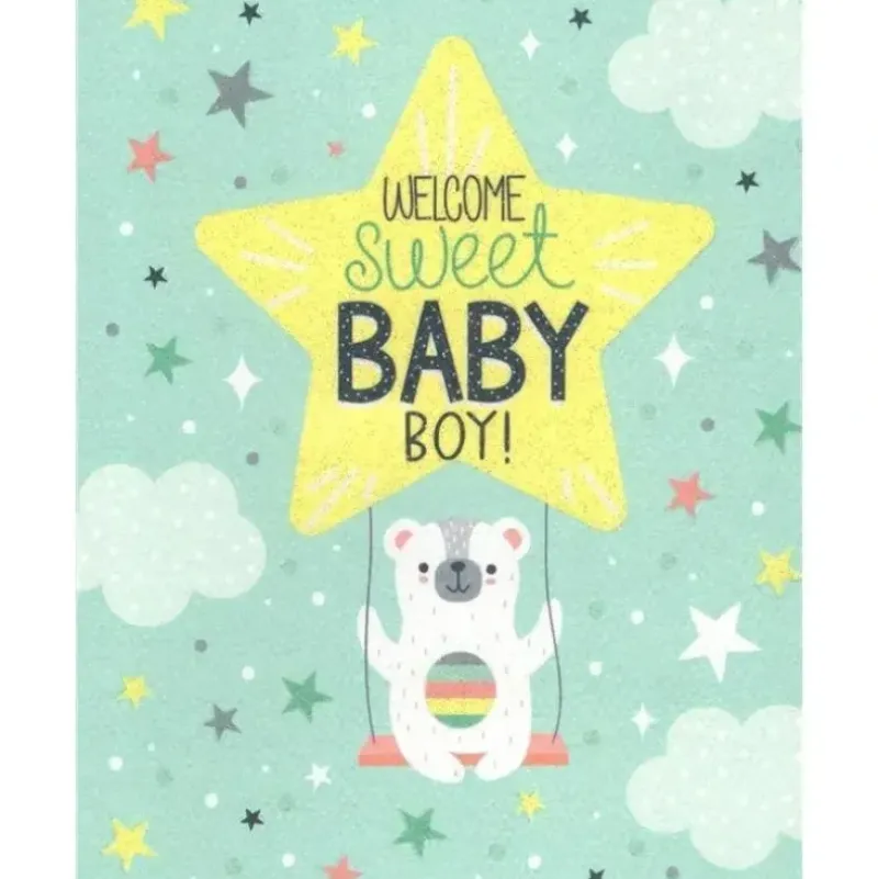Shop All|Gina B Designs - Welcome Sweet Baby Boy Greeting Card For Baby Shower, New Parents, Mother-To-Be - cutbabycare.com | baby boutique & care hub