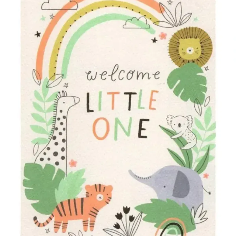 Shop All|Gina B Designs - Zoo Themed New Baby Greeting Card, Welcome Little One - cutbabycare.com | baby boutique & care hub