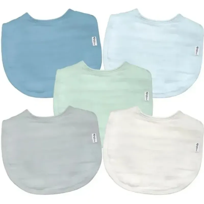 Shop All|Green Sprouts - 5Pk Organic Cotton Muslin Bibs, Blueberry - cutbabycare.com | baby boutique & care hub