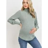 Shop All|Hello Miz - Brushed Ribbed Hacci Maternity Mock Neck Top, Mint - cutbabycare.com | baby boutique & care hub