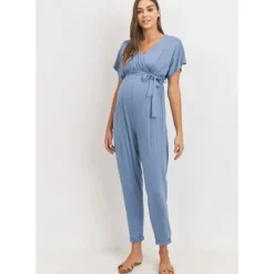 Shop All|Hello Miz - Kimono Sleeve Maternity Nursing Jumpsuit, Denim - cutbabycare.com | baby boutique & care hub