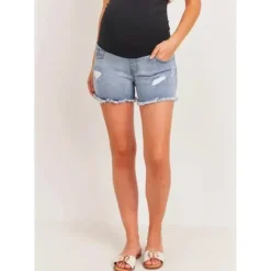 Shop All|Hello Miz - Maternity Denim Jean Shorts, Light Denim - cutbabycare.com | baby boutique & care hub