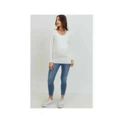Shop All|Hello Miz - Modal Jersey V-Neck Basic Long Sleeve Shirt, Ivory - cutbabycare.com | baby boutique & care hub