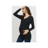 Shop All|Hello Miz - Modal Jersey V-Neck Basic Long Sleeve Shirt, Black - cutbabycare.com | baby boutique & care hub
