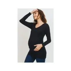 Shop All|Hello Miz - Modal Jersey V-Neck Basic Long Sleeve Shirt, Black - cutbabycare.com | baby boutique & care hub
