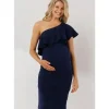 Shop All|Hello Miz - One Shoulder Ruffle Maternity Dress, Navy - cutbabycare.com | baby boutique & care hub