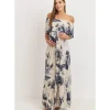 Shop All|Hello Miz - Ruffle Off The Shoulder Maxi Maternity Dress, Taupe - cutbabycare.com | baby boutique & care hub