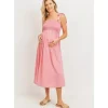 Shop All|Hello Miz - Tie Shoulder Sleeveless Smocking Maternity Dress, Pink - cutbabycare.com | baby boutique & care hub