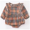 Shop All|Honeydew - Beige Plaid Ruffle Baby Romper - cutbabycare.com | baby boutique & care hub