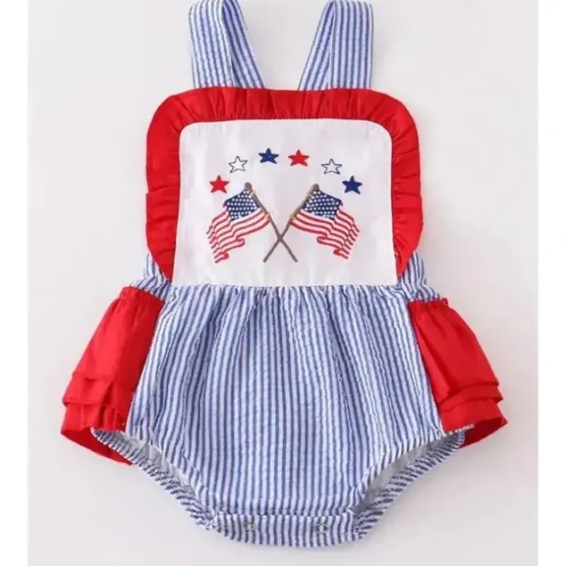Shop All|Honeydew - Blue Patriotic Seersucker Flag Embroidery Girl Bubble - cutbabycare.com | baby boutique & care hub