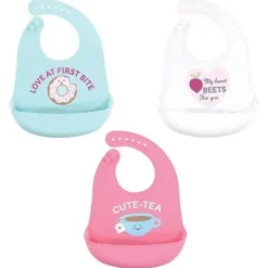 Shop All|Hudson - Baby Unisex Baby Silicone Bibs, Cute-Tea, One Size, 3Pk - cutbabycare.com | baby boutique & care hub