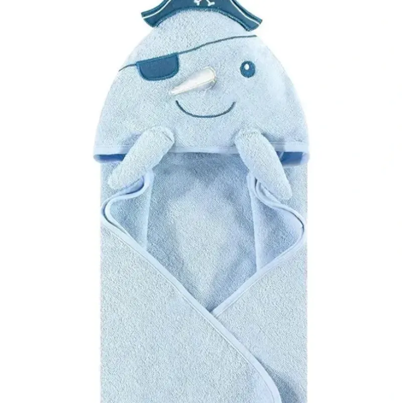 Bath Potty|Hudson Baby - Narwhal Baby Boy Cotton Animal Face Hooded Towel - cutbabycare.com | baby boutique & care hub