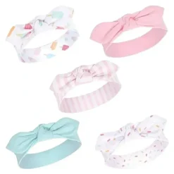 Shop All|Hudson Baby - 5Pk Baby Girl Cotton and Synthetic Headbands, Ice Cream - cutbabycare.com | baby boutique & care hub