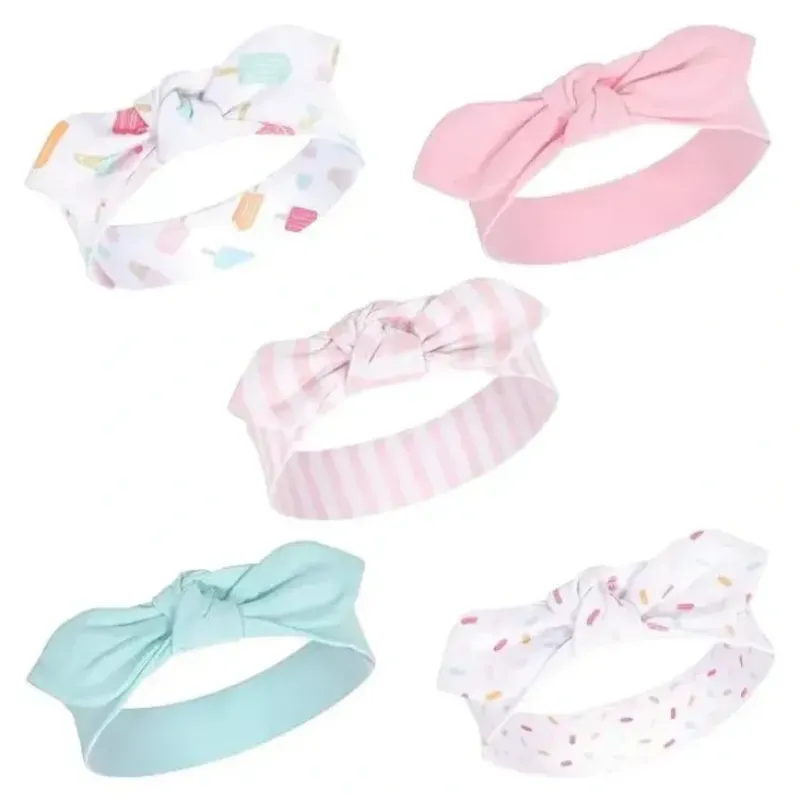 Shop All|Hudson Baby - 5Pk Baby Girl Cotton and Synthetic Headbands, Ice Cream - cutbabycare.com | baby boutique & care hub