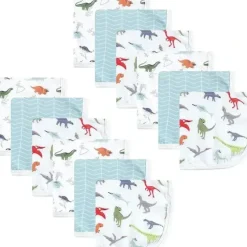Shop All|Hudson Baby - 12Pk Dino Baby Cotton Muslin Washcloths - cutbabycare.com | baby boutique & care hub
