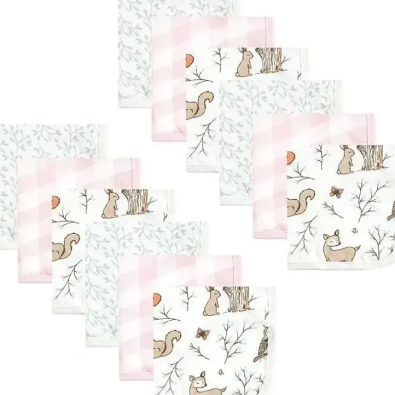 Shop All|Hudson Baby - 12Pk Enchanted Forest Baby Cotton Muslin Washcloths - cutbabycare.com | baby boutique & care hub