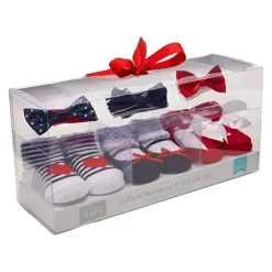 Shop All|Hudson Baby - 6Pk Girl's Headband & Socks Gift Set, Red/Navy - cutbabycare.com | baby boutique & care hub