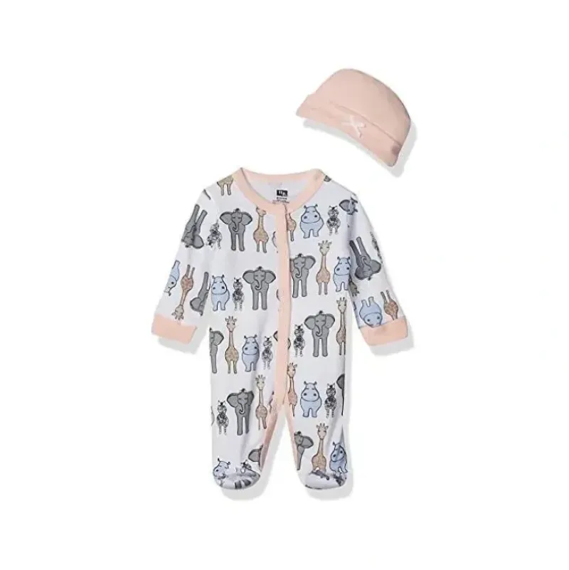 Shop All|Hudson Baby - 2Pk Pink Safari Baby Girl Preemie Sleep & Play and Cap - cutbabycare.com | baby boutique & care hub