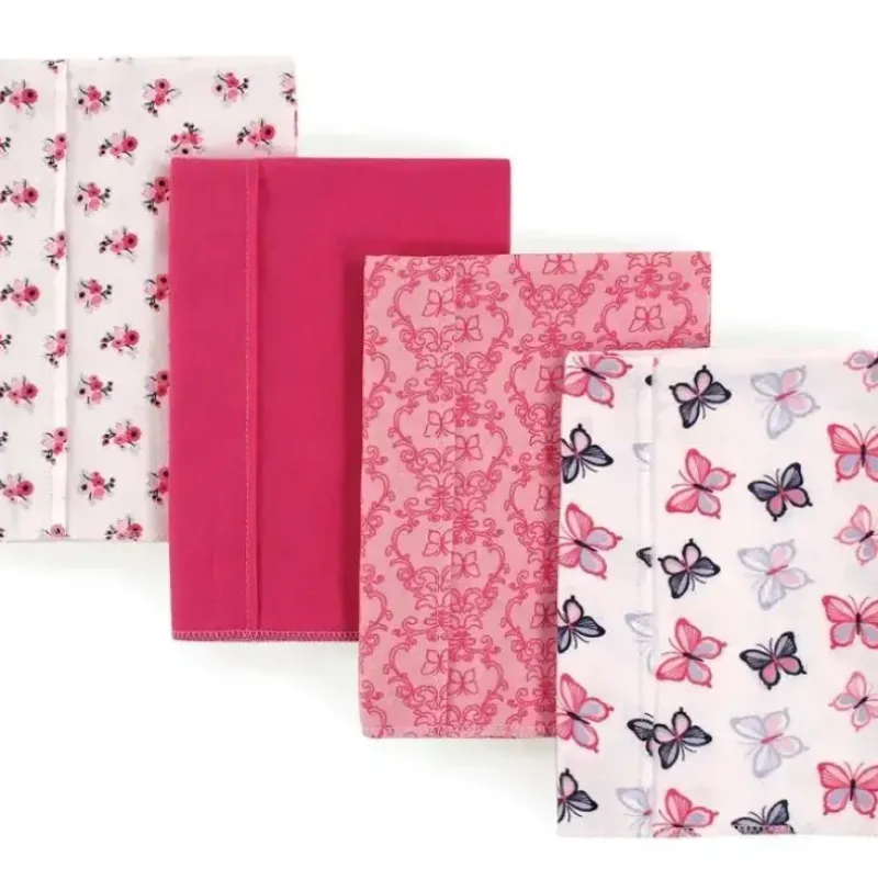 Shop All|Hudson Baby Girls' 4-Pack Flannel Burp Cloths, Butterflies - cutbabycare.com | baby boutique & care hub