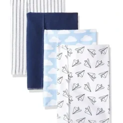 Shop All|Hudson Baby Unisex Baby Flannel Burp Cloths, Paper Airplanes - cutbabycare.com | baby boutique & care hub