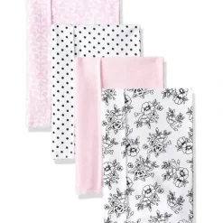 Shop All|Hudson Baby Unisex Baby Flannel Burp Cloths, Black/Pink Floral - cutbabycare.com | baby boutique & care hub