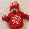 Shop All|Huggalugs - Snowflake Red Crew Neck Sweater For Baby & Toddler - cutbabycare.com | baby boutique & care hub