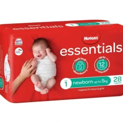 Shop All|Huggies Essentials Nappies Size 1 Newborn (up to 5kg) 28 Pack - cutbabycare.com | baby boutique & care hub