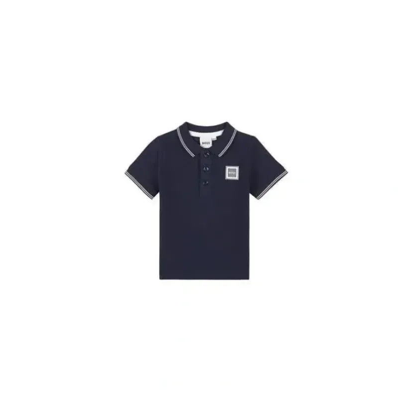 Shop All|Hugo Boss - Baby Boy Short Sleeve Pique Polo, Navy - cutbabycare.com | baby boutique & care hub