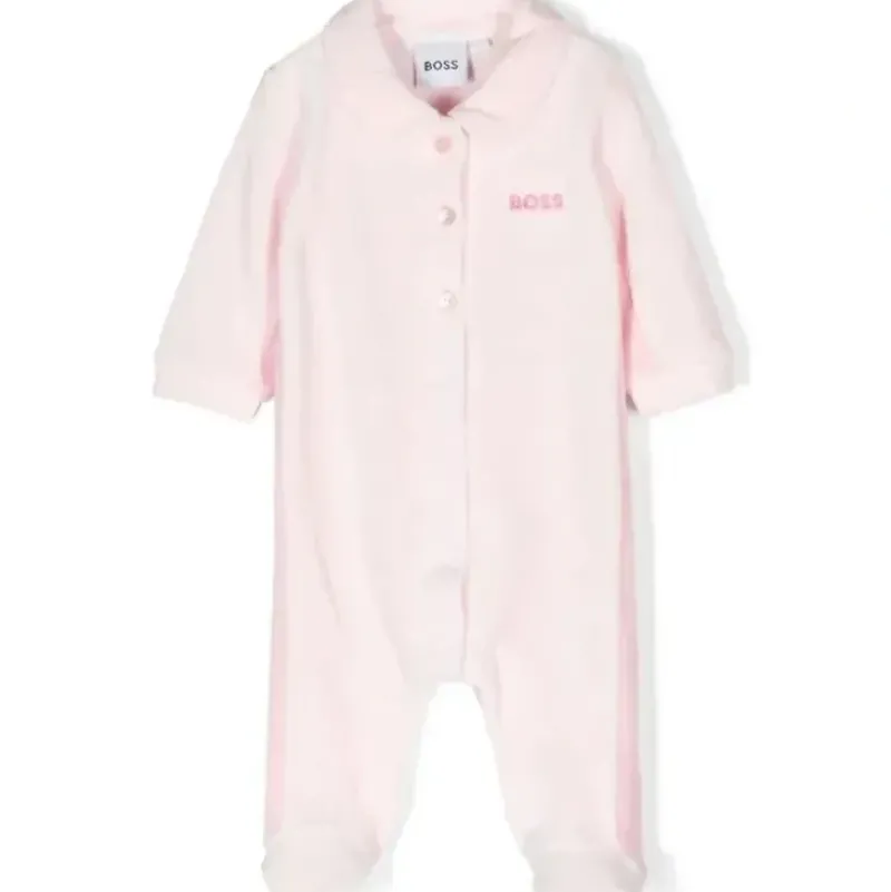 Shop All|Hugo Boss - Baby Girl Logo Embroidered Pajamas, Light Pink - cutbabycare.com | baby boutique & care hub