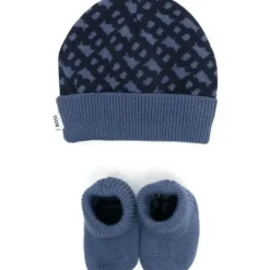 Shop All|Hugo Boss - Geometric Intarsia Hat & Slippers Set, Navy - cutbabycare.com | baby boutique & care hub