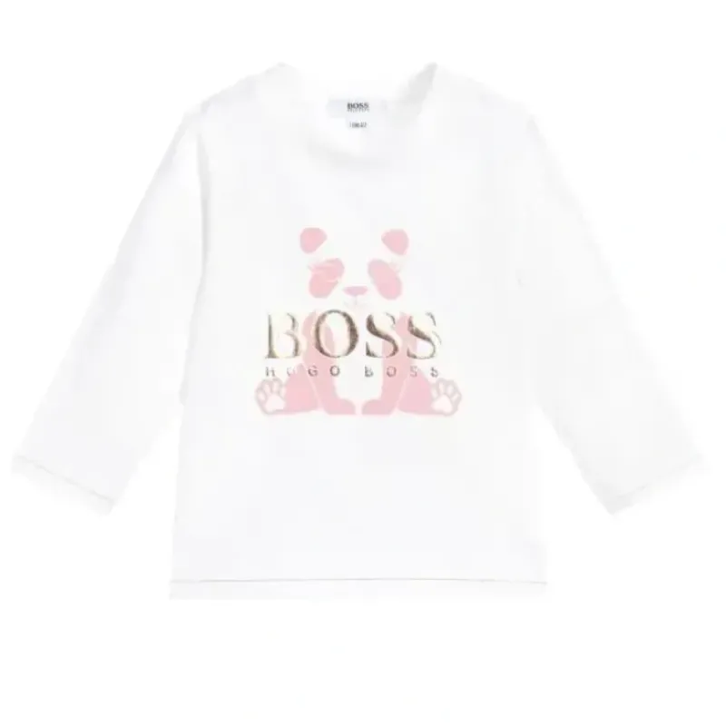 Shop All|Hugo Boss - Long Sleeve T-Shirt Panda Graphic Logo, White - cutbabycare.com | baby boutique & care hub