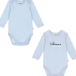 Shop All|Hugo Boss - 2Pk Baby Boys Blue Logo Bodysuits, Pale Blue - cutbabycare.com | baby boutique & care hub
