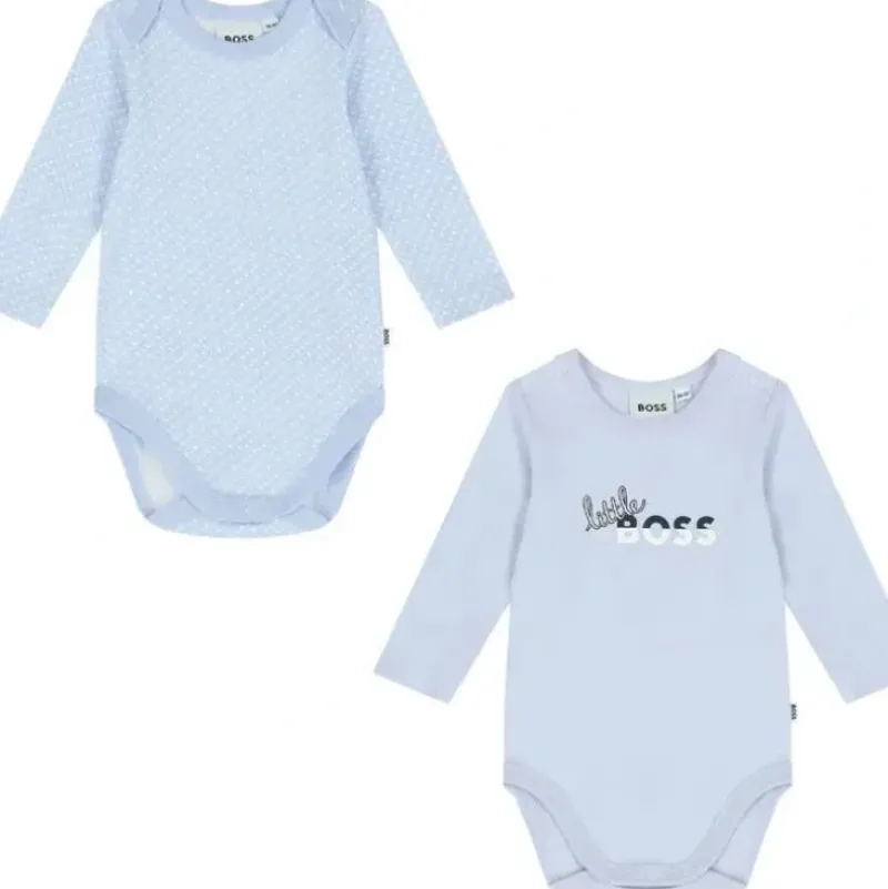 Shop All|Hugo Boss - 2Pk Baby Boys Blue Logo Bodysuits, Pale Blue - cutbabycare.com | baby boutique & care hub